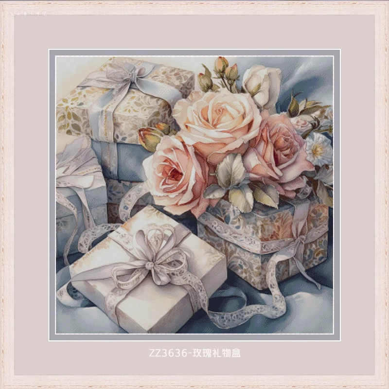 【ZZ3636-Rose Gift Box】 Painting Fairy Cross Stitch