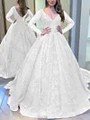 Sequinned Backless V-Neck Long Sleeves Evening Dress