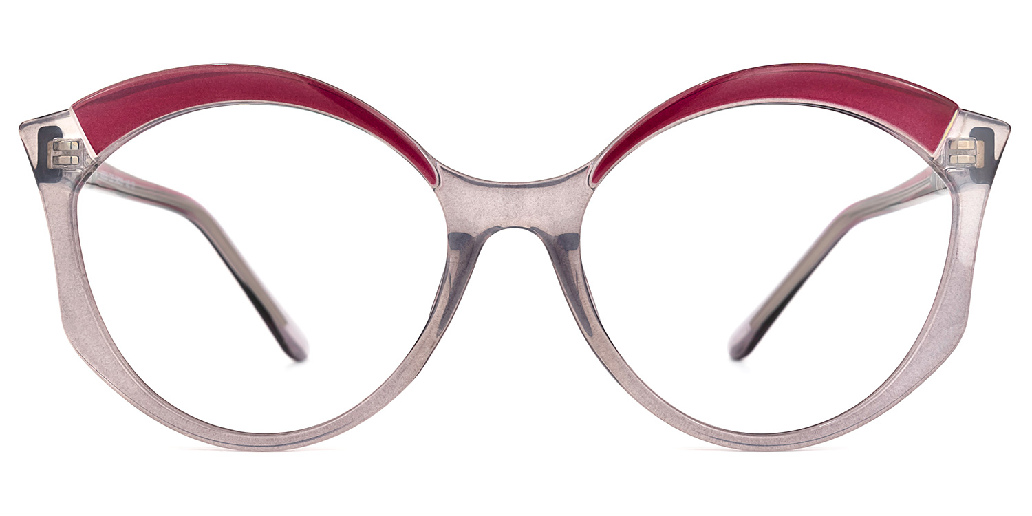 Casondra Rot-Grau Kristall Cateye Brille Rot-Grau