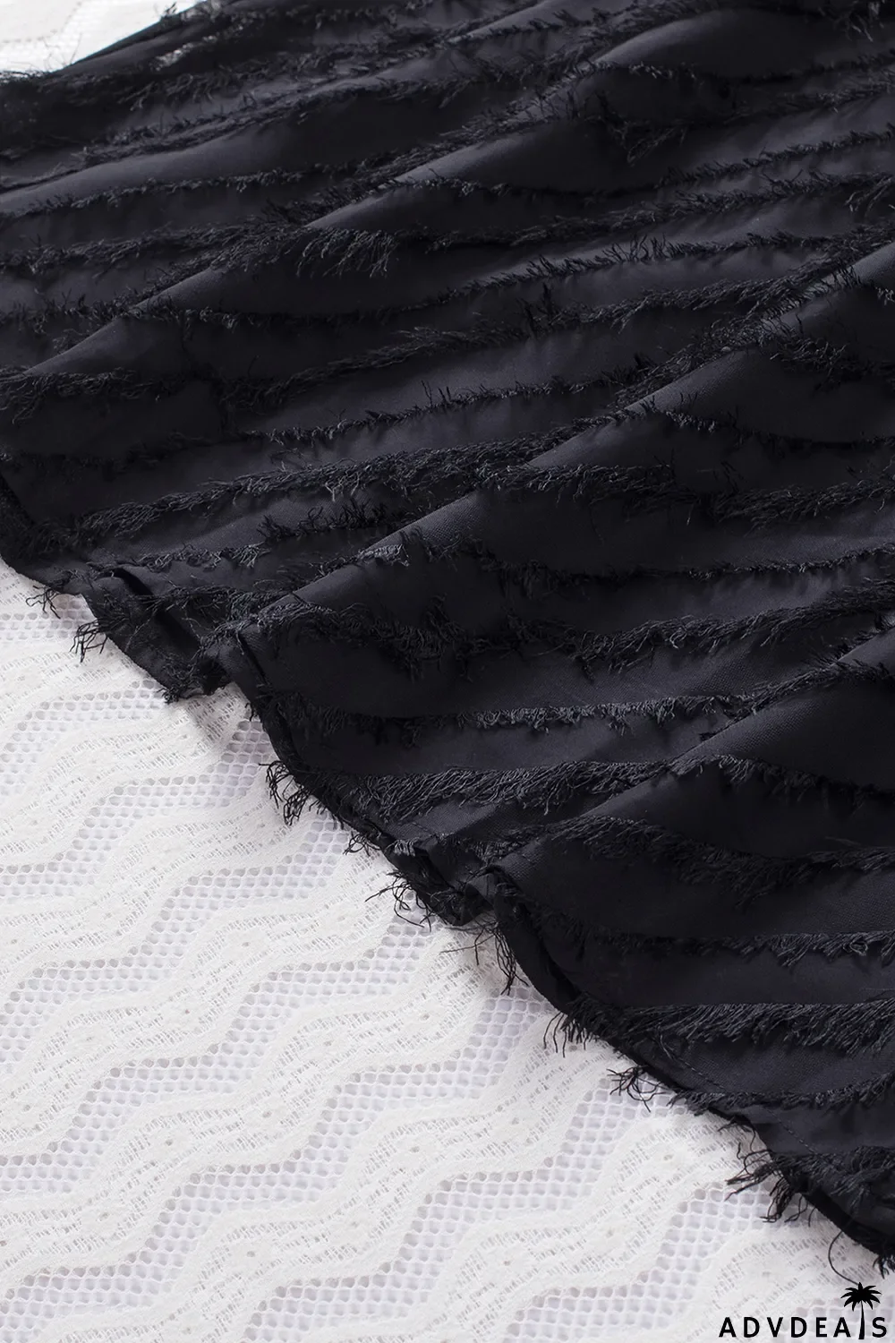 Black Textured Halter Lace-up Sleeveless Mini Dress