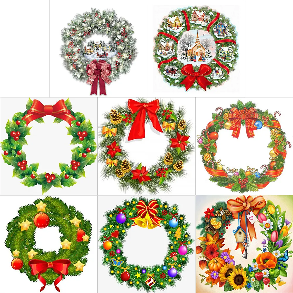 (40*40cm)Christmas Wreath - Full Round Drill Diamond Painting
