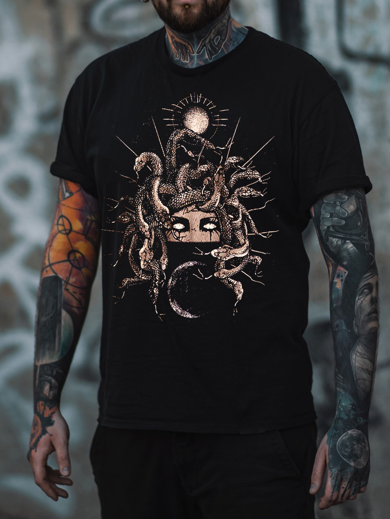Unisex Medusa Print Casual T-Shirt / TECHWEAR CLUB / Techwear
