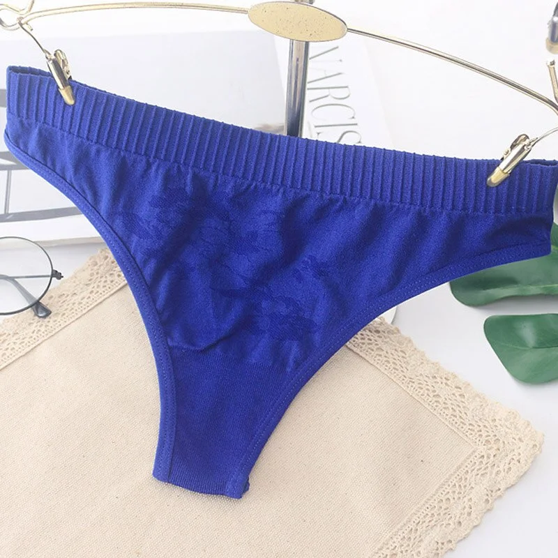 Women's sexy hollow underwear temptation mid-waist panties embroidery thong transparent hollow underwear women