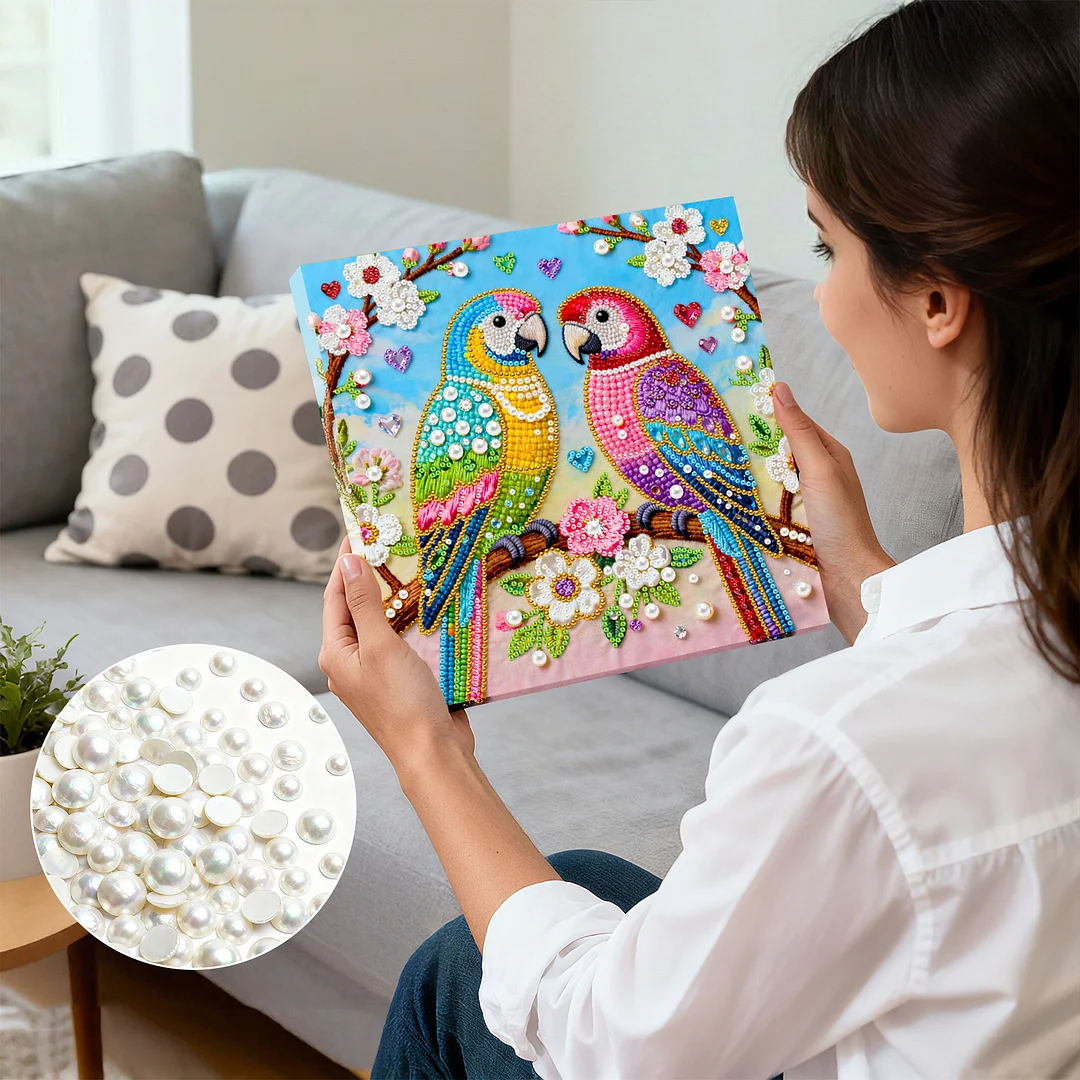 Two Birds Art Diamond Painting Kit for Adults Home Decor 25x25cm With Frame