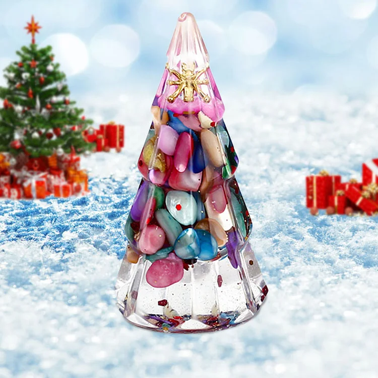 Christmas Tree Natural Crystal Stone Decoration| Color Agate