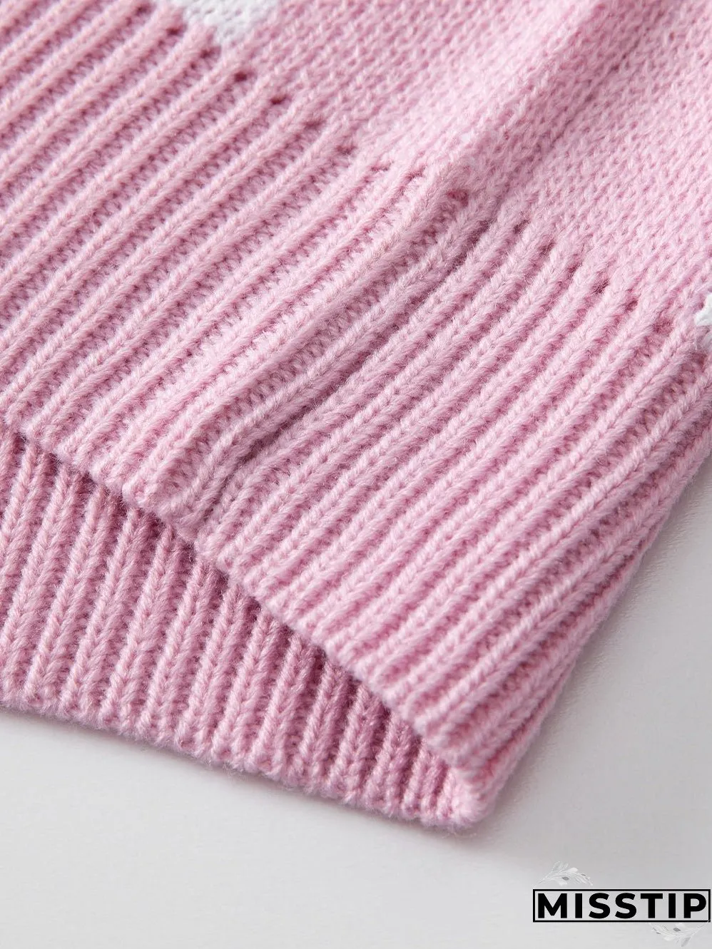 Checkered Pattern Knit Sweater for Women