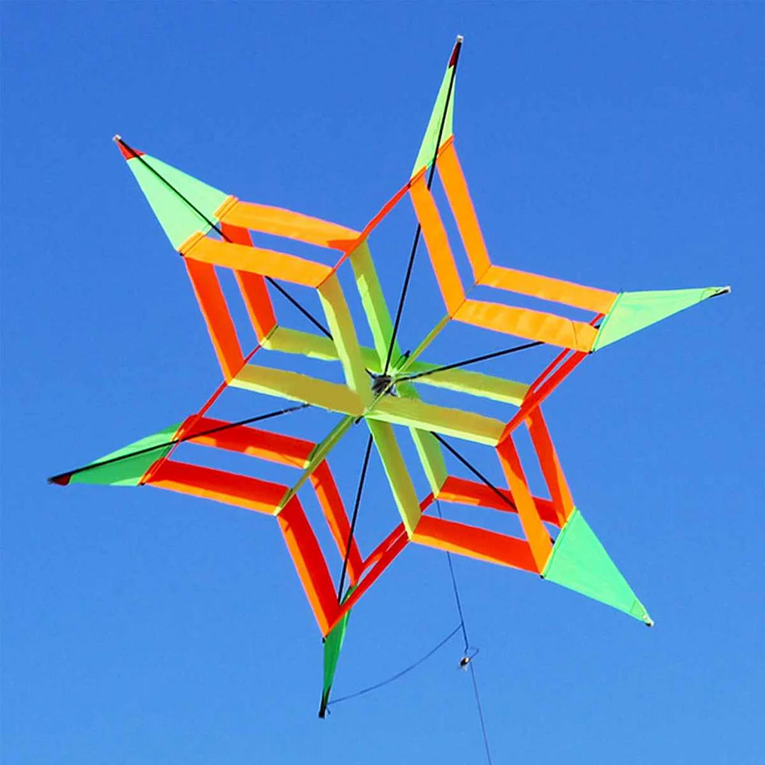 3D Colorful Hexagon Plum Flower Kite Single Line FRP Flying Kite Outdoor Fun Sport Kids Toy Easy Fly With Connect Stick Line