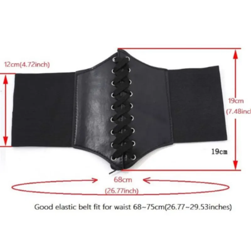 Women's Vintage Gothic Leather Lace-up Corset Belts Slimming Waist Corset Black Wide Belt