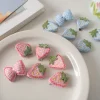 6PCS Cute Embroidery Strawberry Knot Haripins