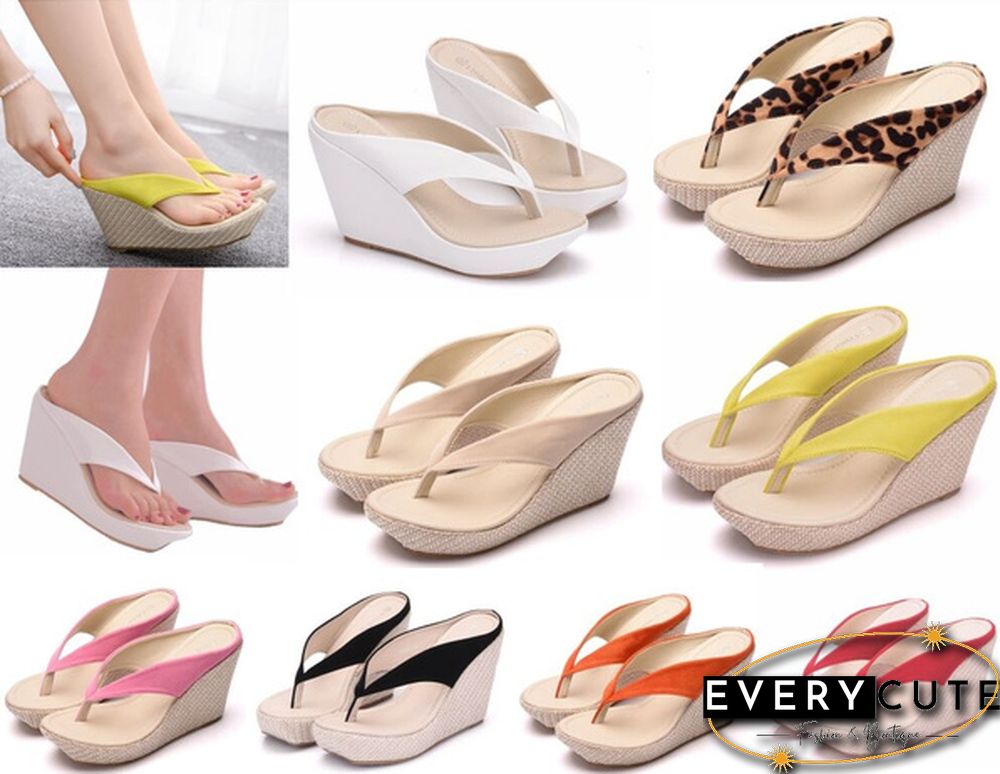 White Sandals Flip Flops Wedges Platform Sandals Wedges Slippers White Flip Flips Plus Size Beach Sandals Bohemia Sandals