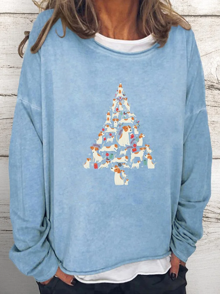 dog tree Women Loose Sweatshirt-0026034