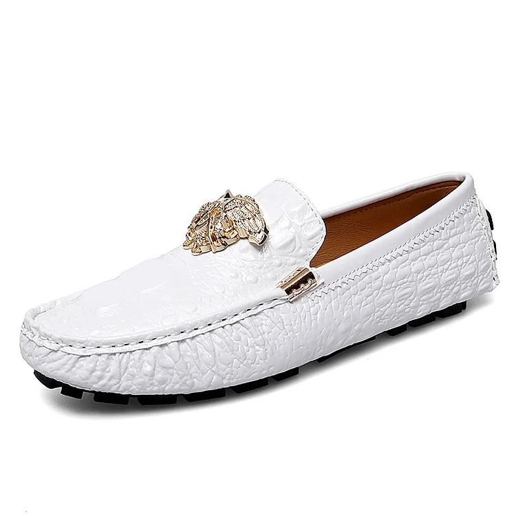 Men's Crocodile Loafer Split Leather Shoes  Stunahome.com