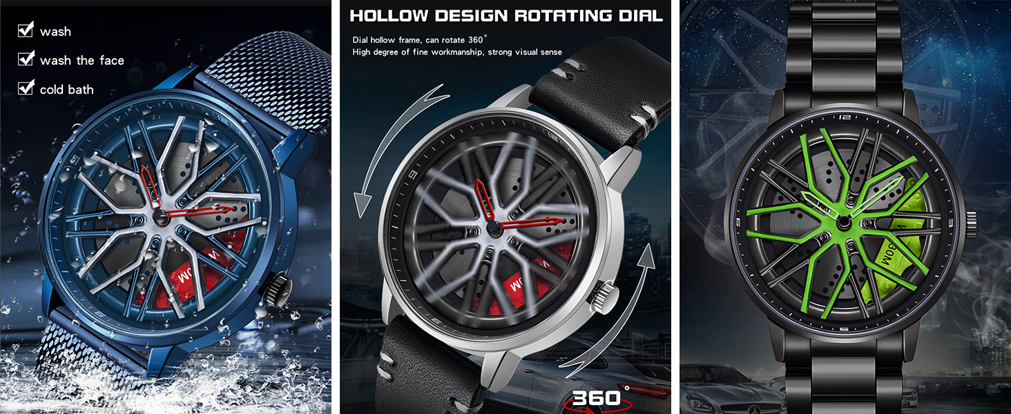 Men's Car Watch Creative Hollow Design Waterproof Suitable for Men and Car Enthusiasts