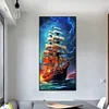 Diamond Painting-DIY Full Round Drill Large Sailboat(80*40 CM)