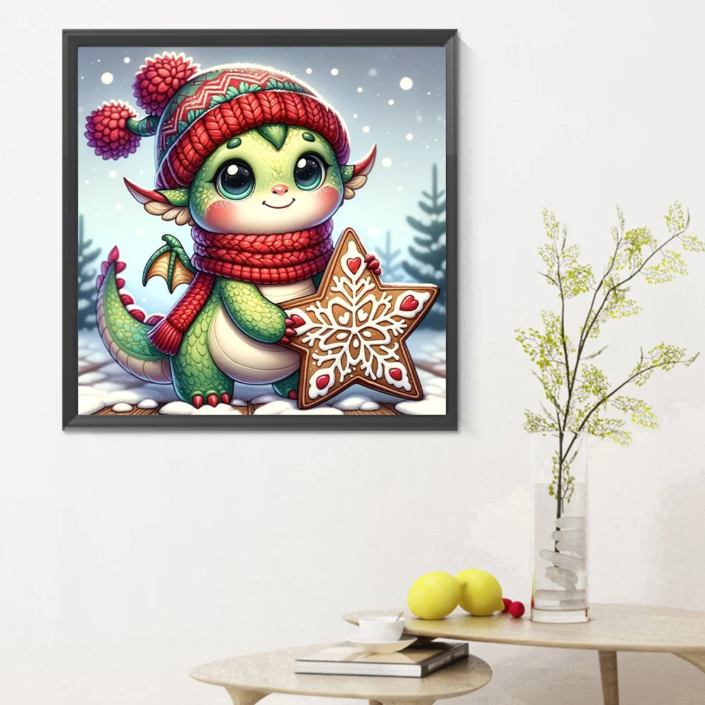 Full Round Diamond Painting 30*30cm - Dragon On The Snow