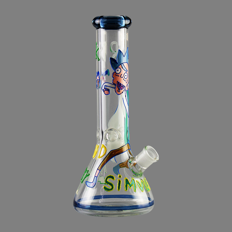 7MM Thick Morty Pattern Glass Smoking Water Pipe