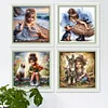 4 PCS Girl - Full Embroidery 2 Strands 14CT Stamped Cross Stitch - 40*40CM