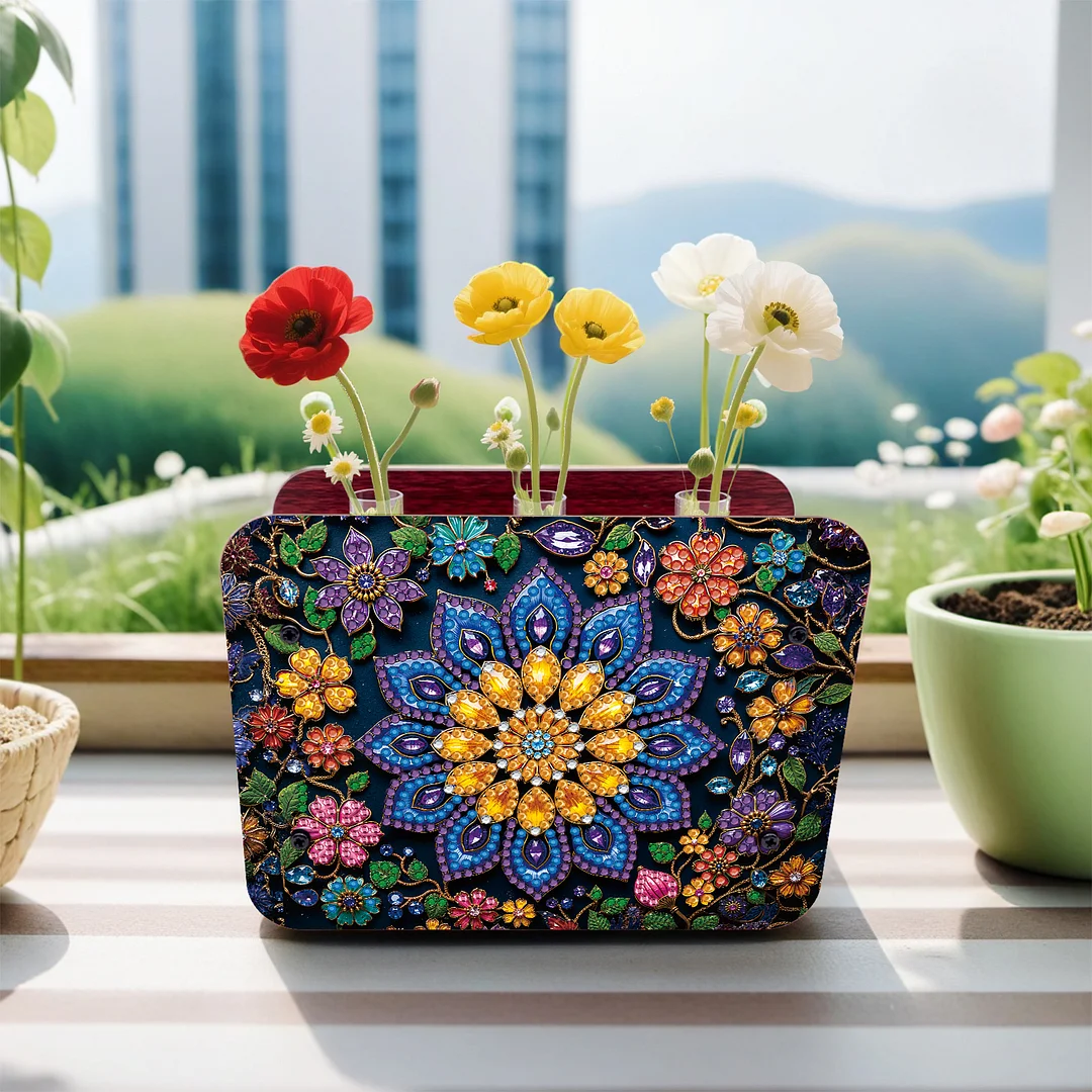 Mandala DIY Flower Vase Wooden Double Sided Desktop Diamond Art Kit Home Decor