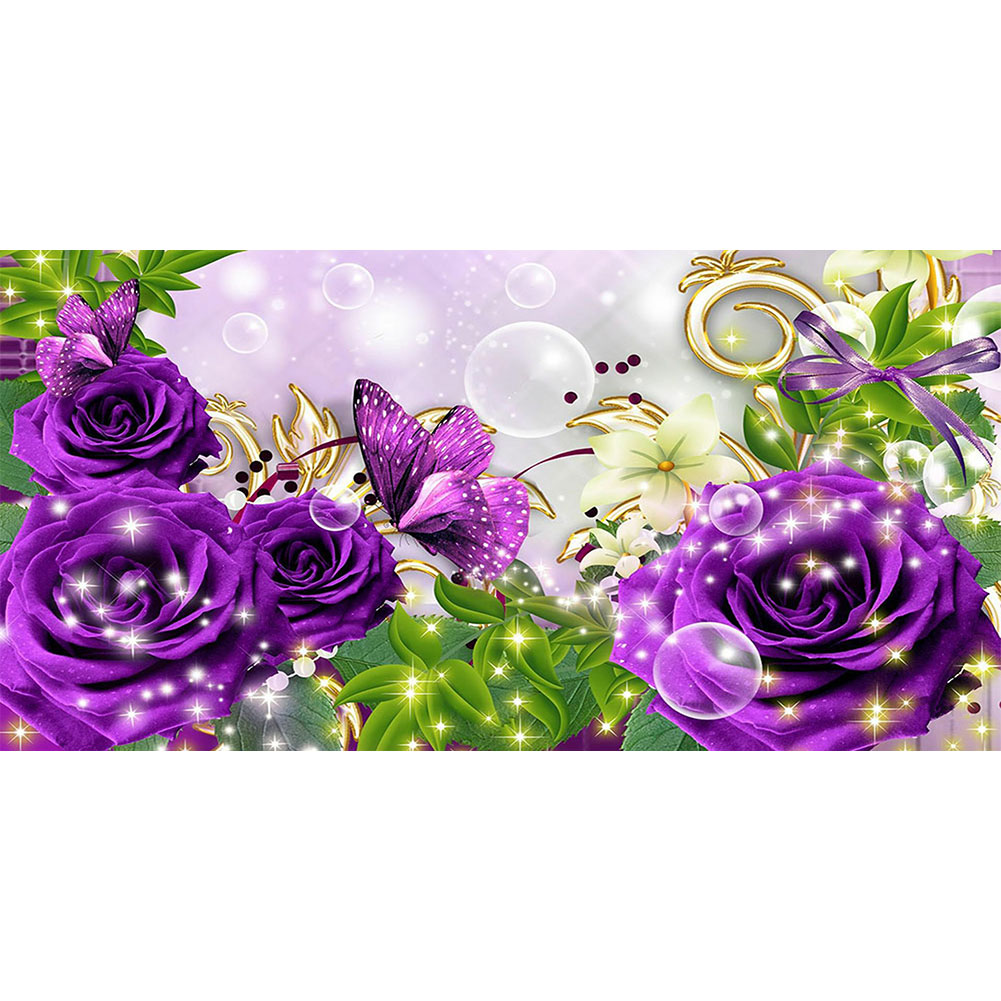 

Purple Rose - Round Drill Diamond Painting - 80*40CM (Big Size), 501 Original