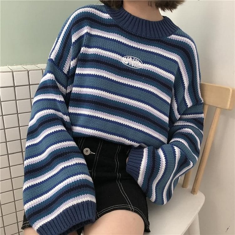 Fashion Loose Wild Striped Student Sweater SP14391