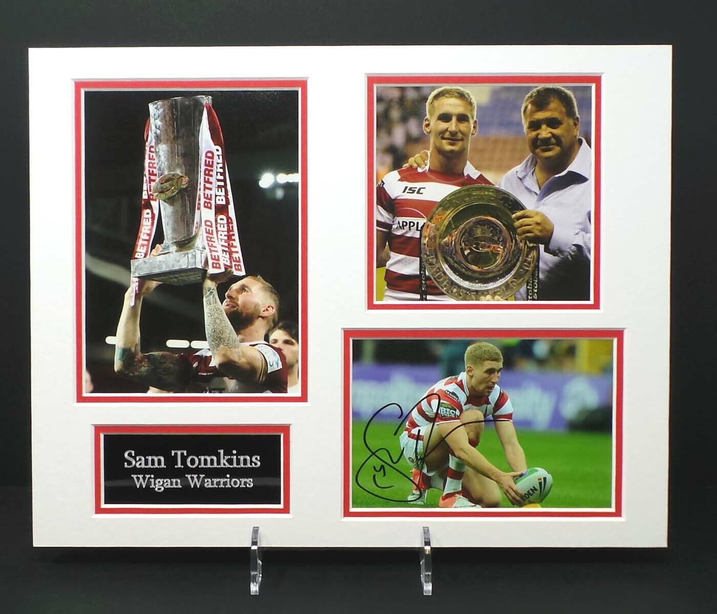 Sam TOMKINS Signed & Mounted Photo Poster painting Display 1 Wigan Warriors Rugby AFTAL RD COA