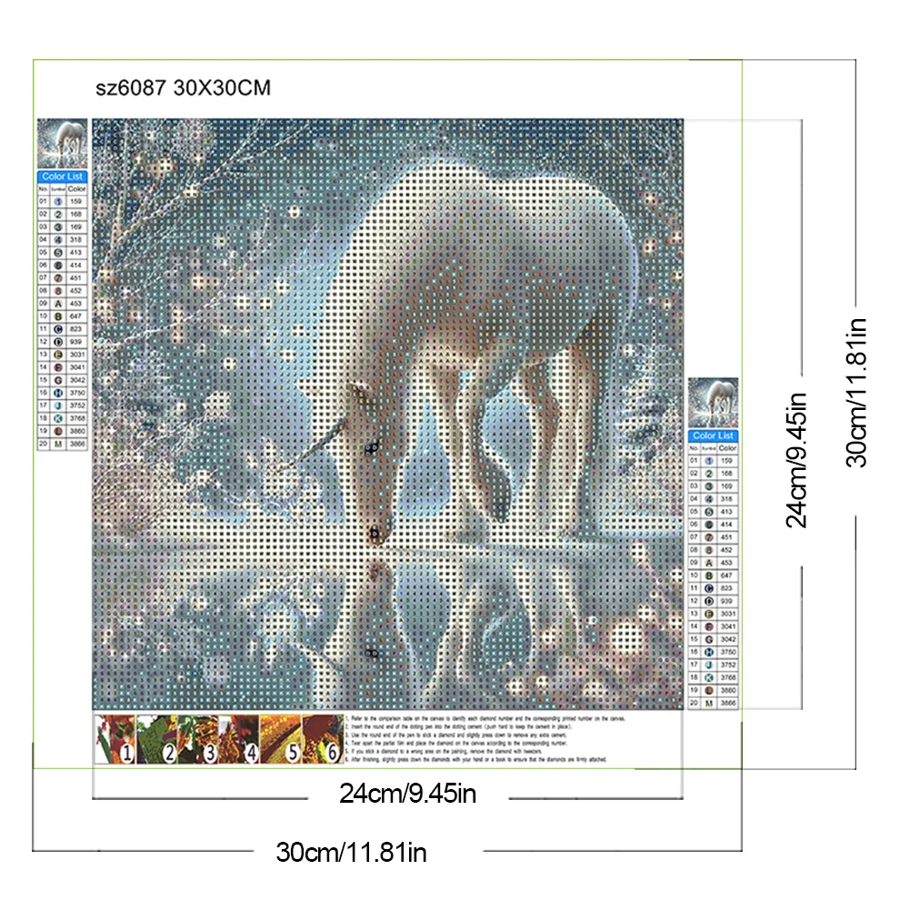 Diamond Painting - Full Round Drill - Snow Unicorn(Canvas|30*30cm)