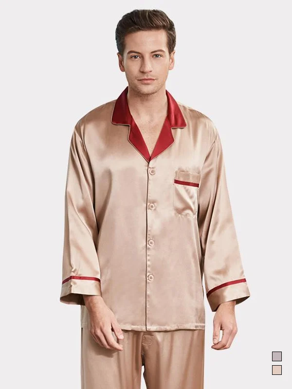 22 MOMME Pyjama en soi couleur contrasté homme- SOIE PLUS
