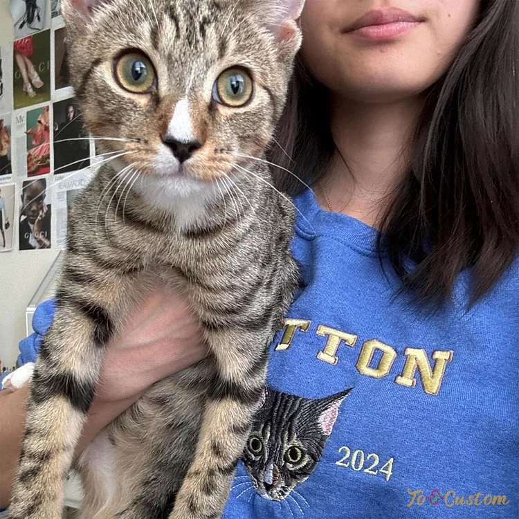 TOSCUSTOM™ Custom Personalized Embroidered Bengal Cat Sweatshirt with Pets Name