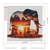 Diamond Painting -DIY Round Partial AB Drill Elephant Silhouette(45x45cm)