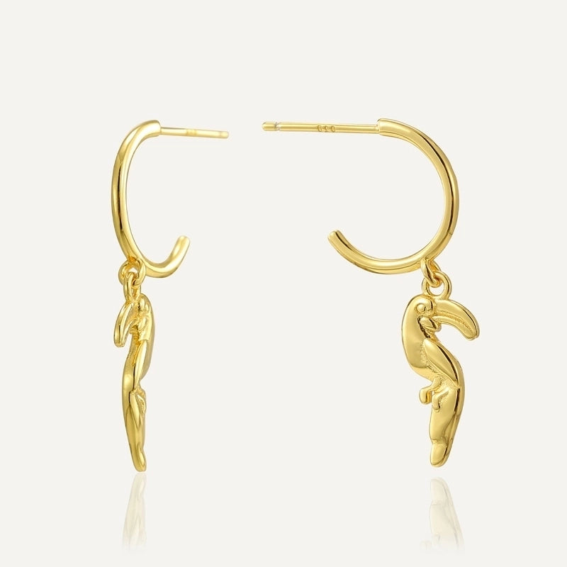 1 Pair 925 Sterling Silver Parrot Drop Earrings