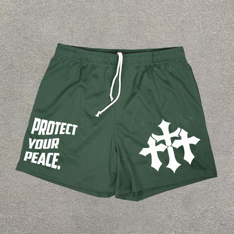 Casual Street Print Drawstring Mesh Shorts - Sopula｜Premium Graphic Tees & Graphic Clothing
