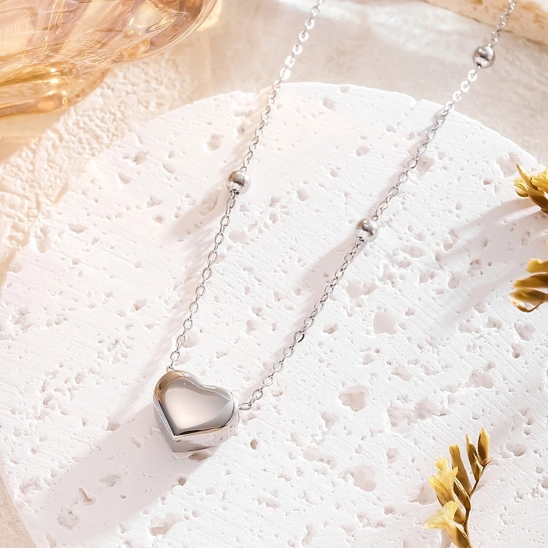 Casual Elegant Lady Heart Shape Titanium Steel Plating Women’s Cable Chain Jewelry Set