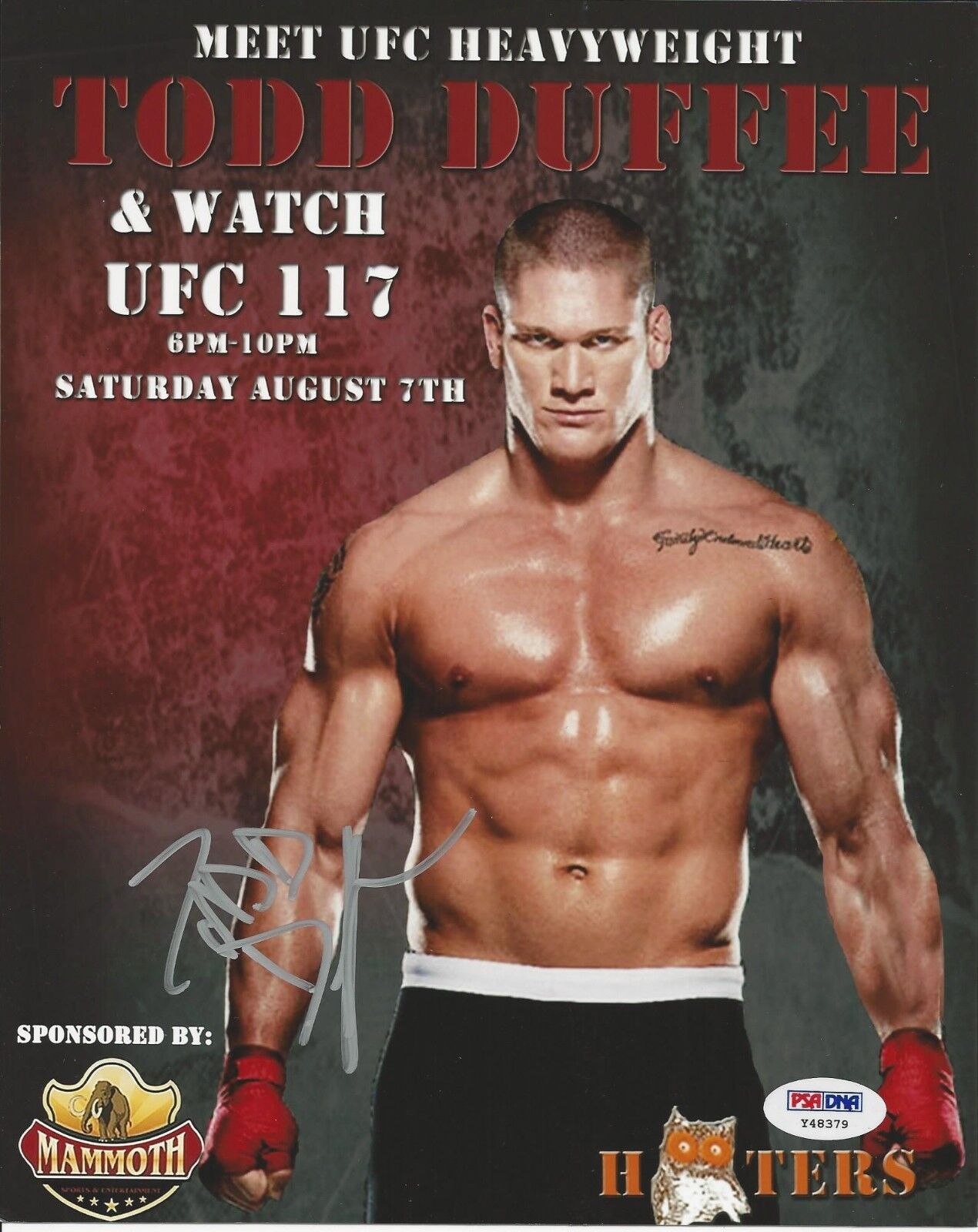 Todd Duffee UFC Fighter signed 8x10 Photo Poster painting PSA/DNA # Y48379