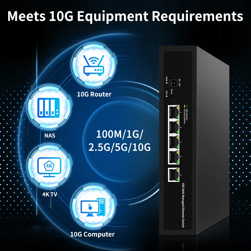 GoodTop 10G Switch 5 Port Web Managed Network Switch 10000Mbps