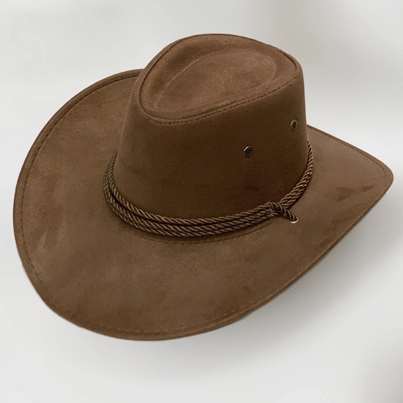 American Western Cowboy Hat Spring And Autumn Leather Men’s Mountain Climbing Spanish Women’s Sun Big Edge Sun Hat Sunscreen Travel