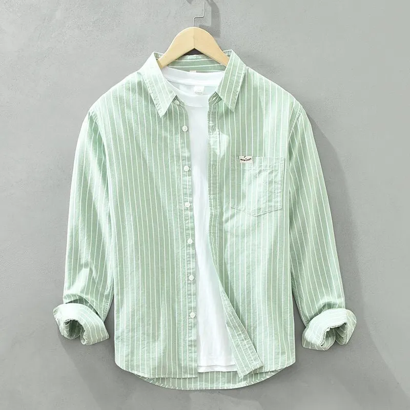 Men's Striped Linen Shirt &ndash; Breton Maritime Summer Style &ndash; view 2