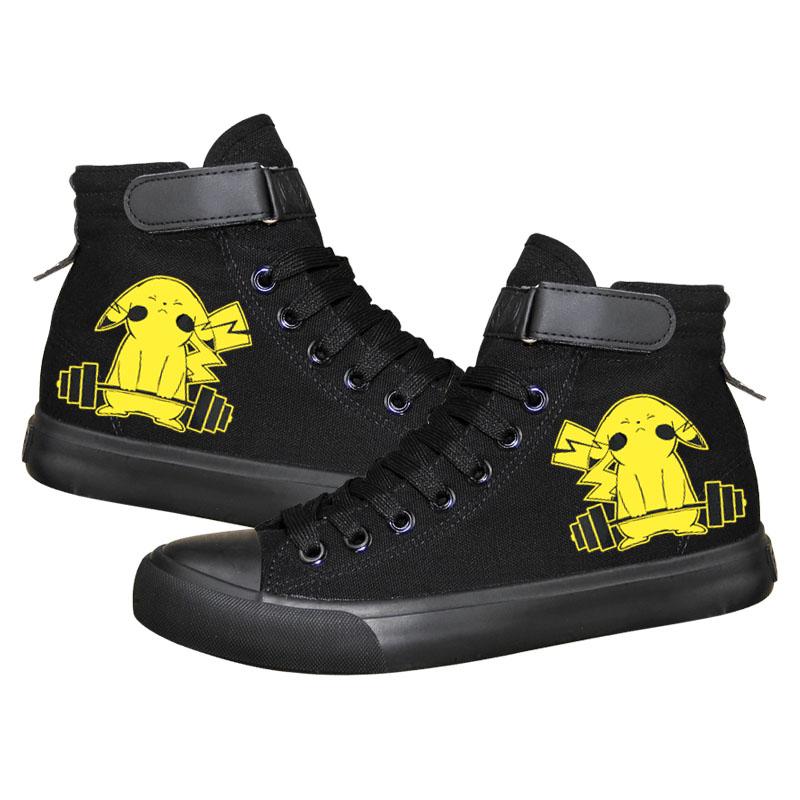 Mayoulove Pikachu Anime Shoes Pocket Monster Go Cosplay Canvas Shoes Unisex High Top Shoes-Mayoulove