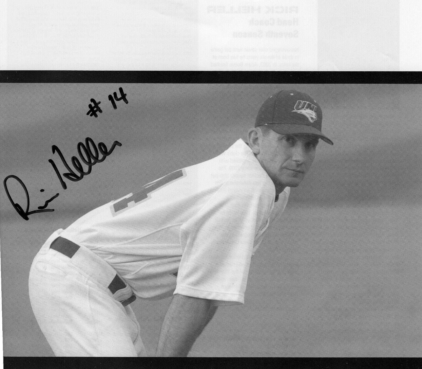 RICK HELLER AUTOGRAPH, BASEBALL, IOWA HAWKEYES