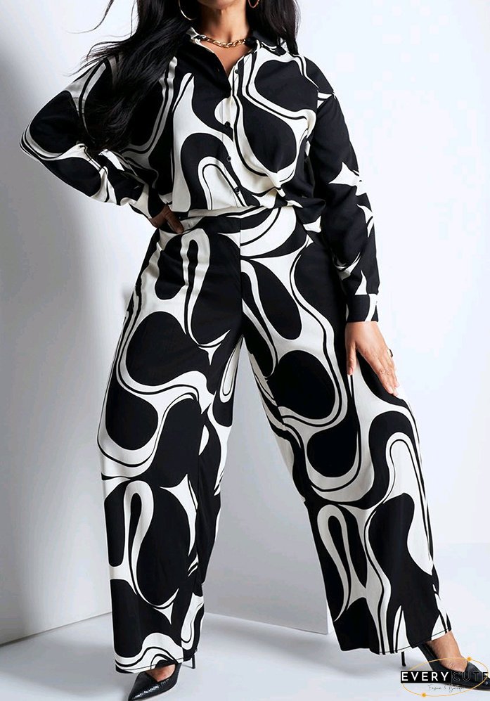 Fashion Casual Comfortable Loose Printed Plus Size Two-Piece Pants Set
