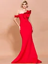 Evening Wrap Solid Color One-Shoulder Dresses