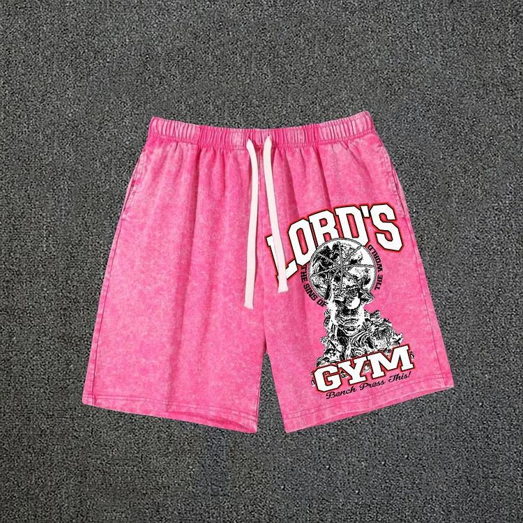 Lord's Gym Print Acid Washed Drawstring Shorts SOPULA