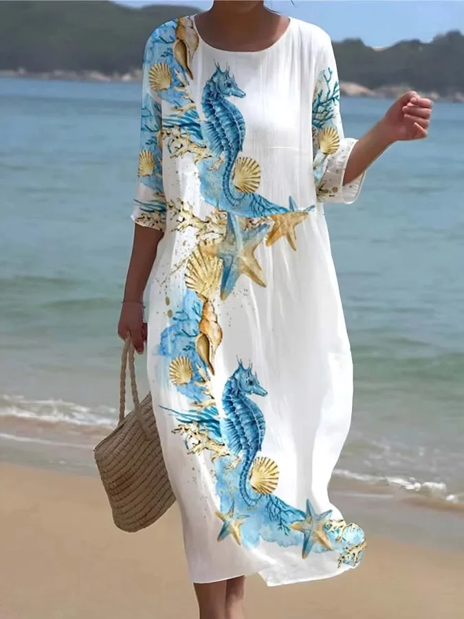 Women's  Seaside Underwater World Printed Casual Holiday Dress