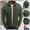 Giacca in denim casual da uomo con risvolto abbottonato