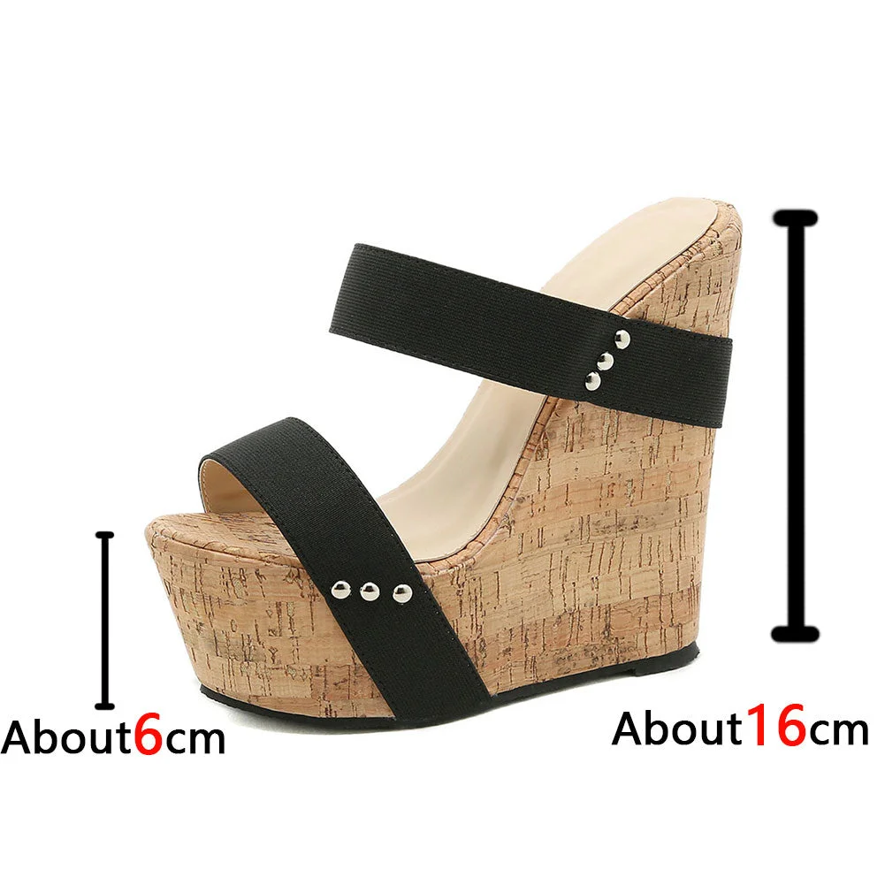 BONJOMARISA INS Hot Sale Elegant Ladies Open Toe Platform Wedges Bowknot Cork Party Sandals Women Dress Fashion Trendy Shoes