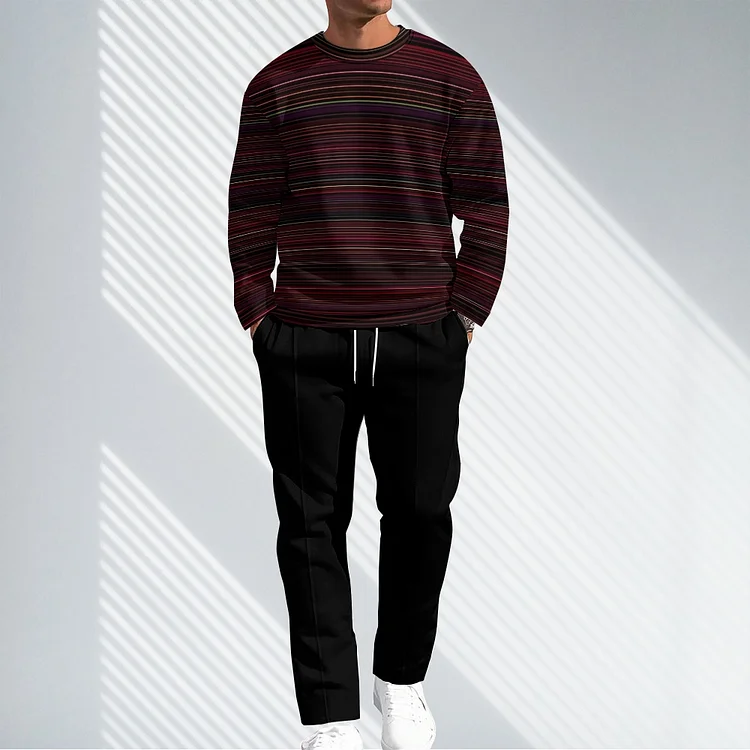 Men Causal Printed Hoodied and Pants Suit