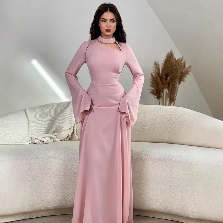 Solid Color Long Sleeve Slim Fit Dress