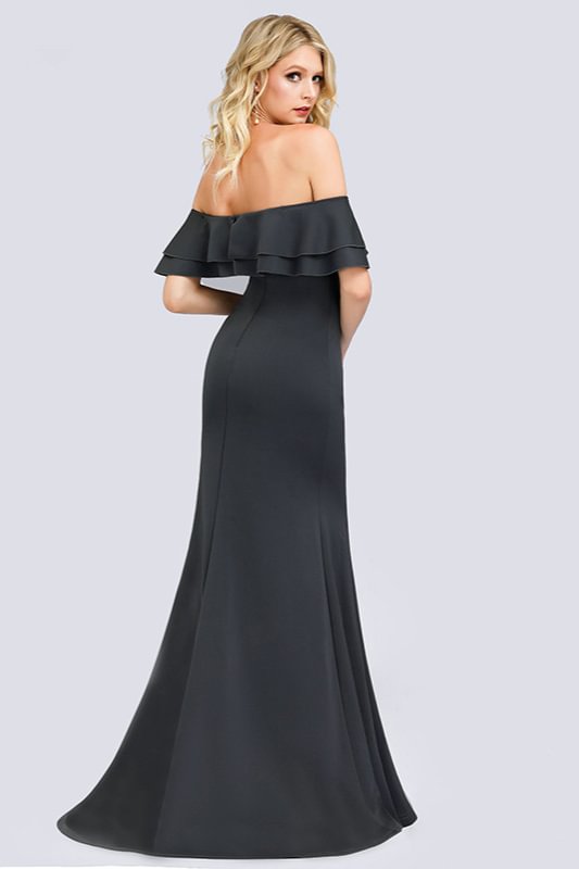 Elegant OfftheShoulder Ruffles Prom Dress Mermaid Long Evening Gowns