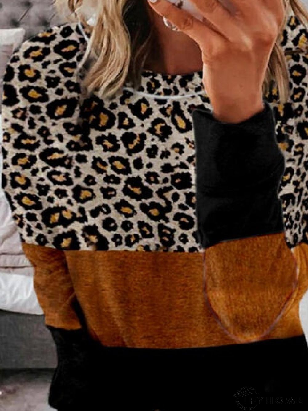 Casual Leopard Long Sleeve Tunic Sweatshirt | IFYHOME