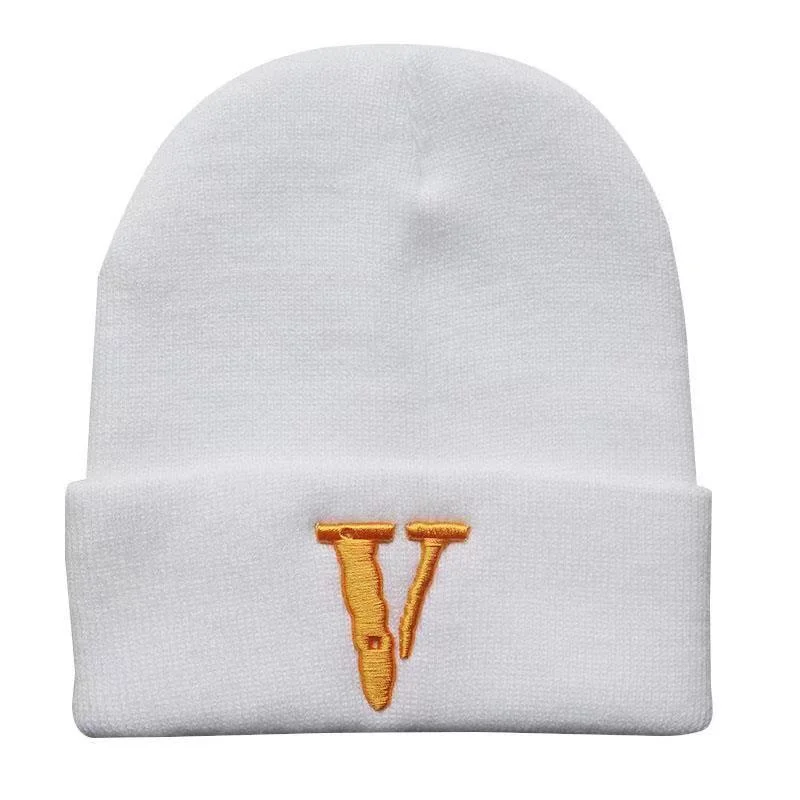Letter V three-dimensional embroidery knitted Beanie Ski Hat Pullover hat