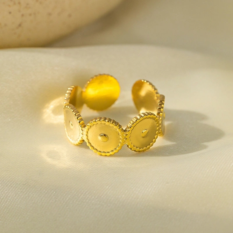 Elegant Streetwear Waves Heart Shape Flower Titanium Steel Irregular Plating Open Rings